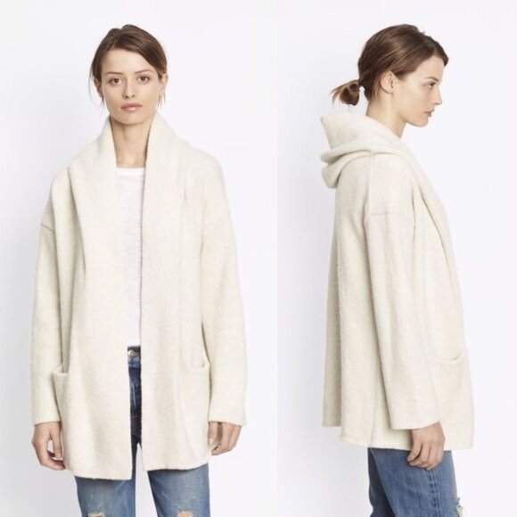 Vince Cozy Hooded Robe Cardigan Sweater in Winter White Size Small - Picture 1 of 15